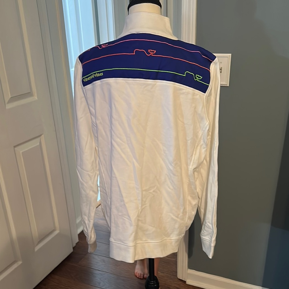 Vineyard Vines White and Blue Quarter-Zip Pullover - Picture 3 of 5